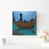 水中で難破する スクエア壁時計 (ホーム)