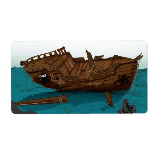 水中で難破する ラベル (正面)