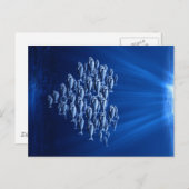 水中で魚が群がるハート ポストカード (正面/裏面)