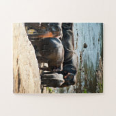 水中にベビーする象の群れ ジグソーパズル (横)