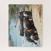 水中にベビーする象の群れ ジグソーパズル (縦)