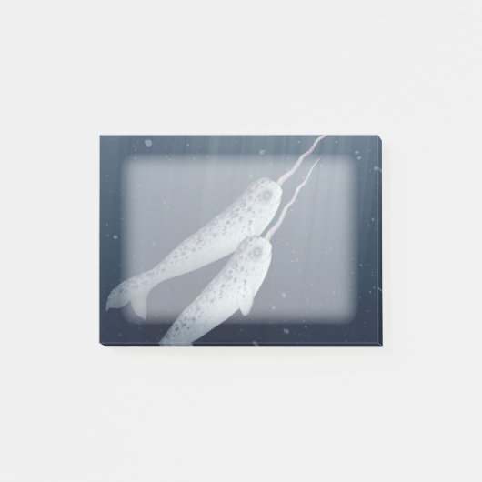 水中に一緒に泳ぐかわいいNarwhals ポストイット (正面)