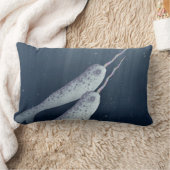 水中に一緒に泳ぐかわいいNarwhals ランバークッション (ブランケット)