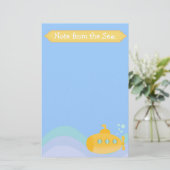 水中に水中に沈む愛らしく黄色い潜水艦 便箋 (スタンド正面)