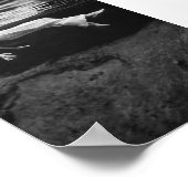 水中に浮かぶ女性の白黒ヴィンテージ ポスター (角)