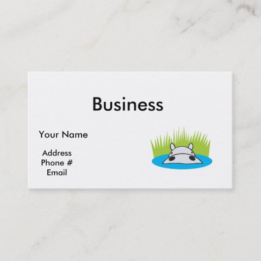 水中に潜んでいるカバ 名刺 (正面)