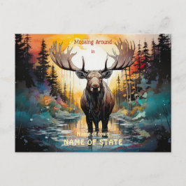 水中に立つ超現実的なムース ポストカード