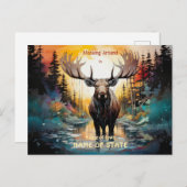 水中に立つ超現実的なムース ポストカード (正面/裏面)