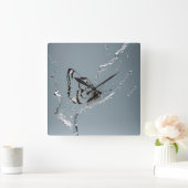 水中に蝶を取り除く スクエア壁時計 (ホーム)