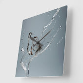 水中に蝶を取り除く スクエア壁時計 (傾斜)