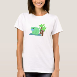 水中のかわいいカバ Tシャツ