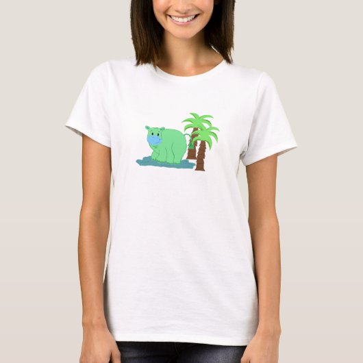 水中のかわいいカバ Tシャツ (正面)