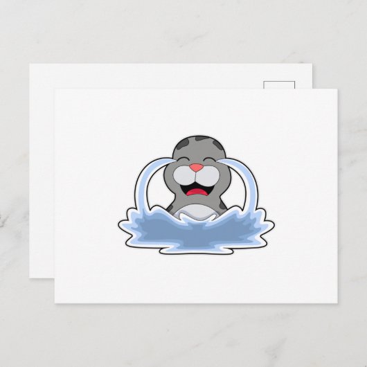 水中のアザラシ ポストカード (正面/裏面)