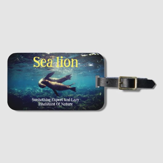 水中のアシカ ラゲッジタグ (正面横)