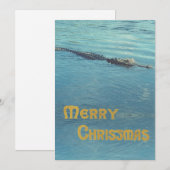 水中のアリゲーターの写真 クリスマスのご挨拶 シーズンカード (正面/裏面)