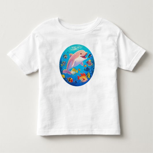 水中のイルカと熱帯魚 トドラーTシャツ (正面)