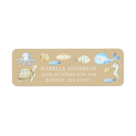 水中のウィムシーな赤ちゃんシャワー ラベル (正面)