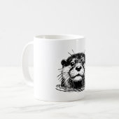 水中のカワウソのイラスト コーヒーマグカップ (正面左)