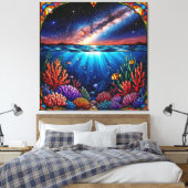 水中のサンゴと星空 キャンバスプリント (インサイチュ (寝室))