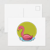 水中のサンゴピンクのフラミンゴと太陽 ポストカード (正面/裏面)