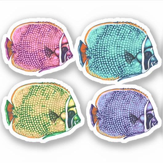 水中のサンゴ礁航海の魚 シール (正面)