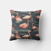 水中のピンクのフラミンゴ クッション (裏面)