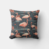 水中のピンクのフラミンゴ クッション (正面)