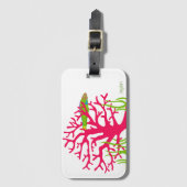 水中のピンク色のサンゴ ラゲッジタグ (正面縦)