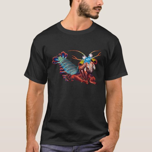 水中のレインボーピーコックマンチエビ科学 Tシャツ (正面)