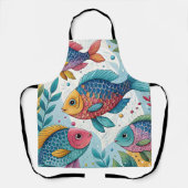 水中のレインボーフィッシュ エプロン (正面)
