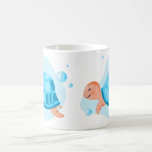 水中の世界。海ライフ。かわいいシアガメ コーヒーマグカップ (中央)
