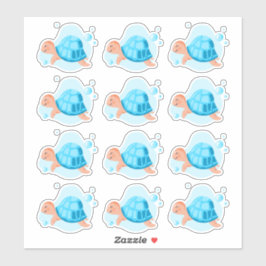 水中の世界。海ライフ。かわいいシ​ア​ガメ シール