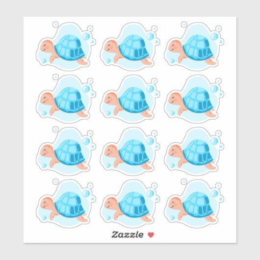 水中の世界。海ライフ。かわいいシアガメ シール (シート)