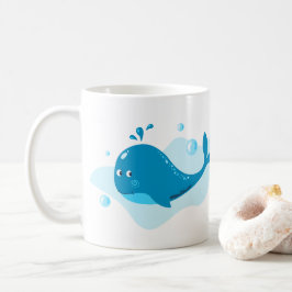 水中の世界。海ライフ。かわいいブルークジラ コーヒーマグカップ
