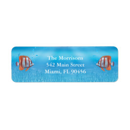 水中の二つ以下の魚の海の差出人住所 ラベル