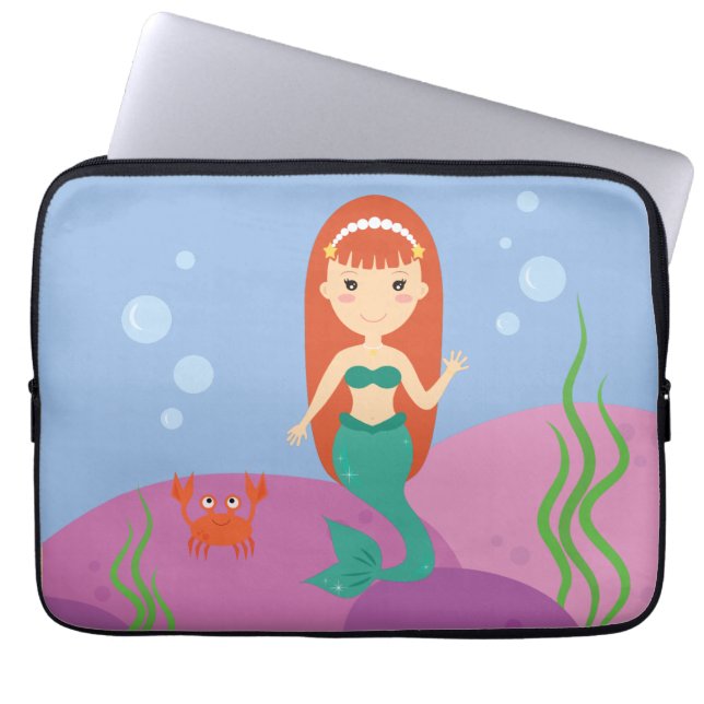 水中の人魚の女の子 ラップトップスリーブ (正面)