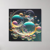 水中の動き：ティール（緑がかった色）と白い泡 キャンバスプリント (正面)