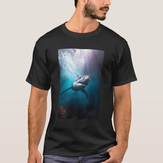 水中の危険なサメ Tシャツ (正面)