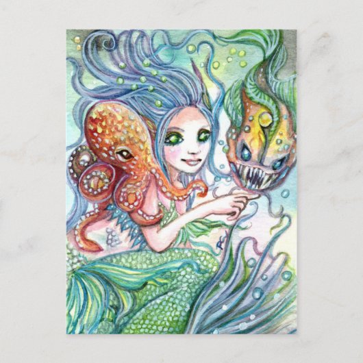 水中の友達 – Mermaid Art ポストカード (正面)