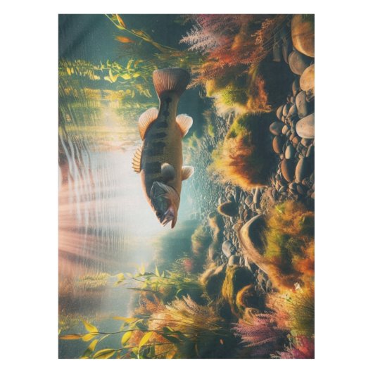 水中の大きな口のベース テーブルクロス (正面)