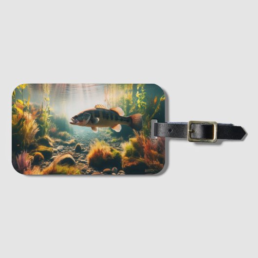 水中の大きな口のベース ラゲッジタグ (正面横)