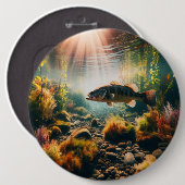 水中の大きな口のベース 缶バッジ (正面&裏面)