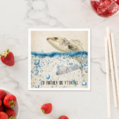 水中の大きな魚と魚釣り引用文 スタンダードカクテルナプキン (インサイチュ)
