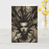 水中の女性ディストピア抽象芸術AIアート カード (黄色い花)