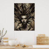 水中の女性ディストピア抽象芸術AIアート ポスター (キッチン)