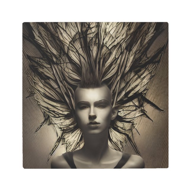 水中の女性ディストピア抽象芸術AIアート メタルプリント (正面)