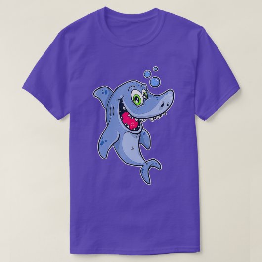 水中の幸せなサメ Tシャツ (デザイン正面)