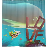 水中の愛 シャワーカーテン (正面)