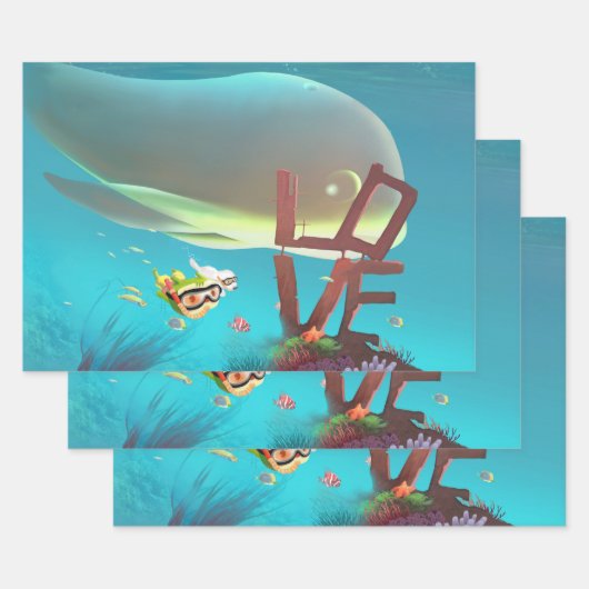 水中の愛 ラッピングペーパーシート (セット)