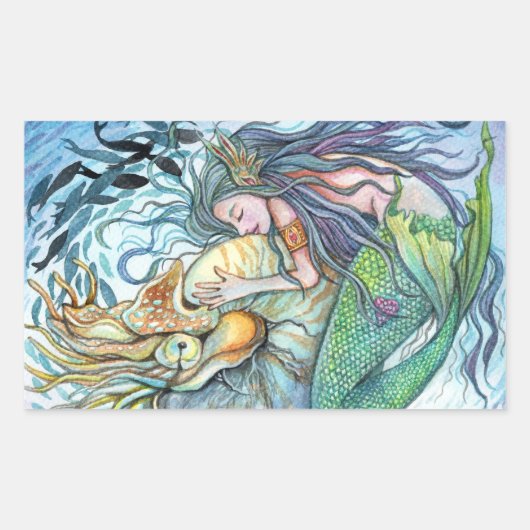 水中の愛 長方形シール (正面)